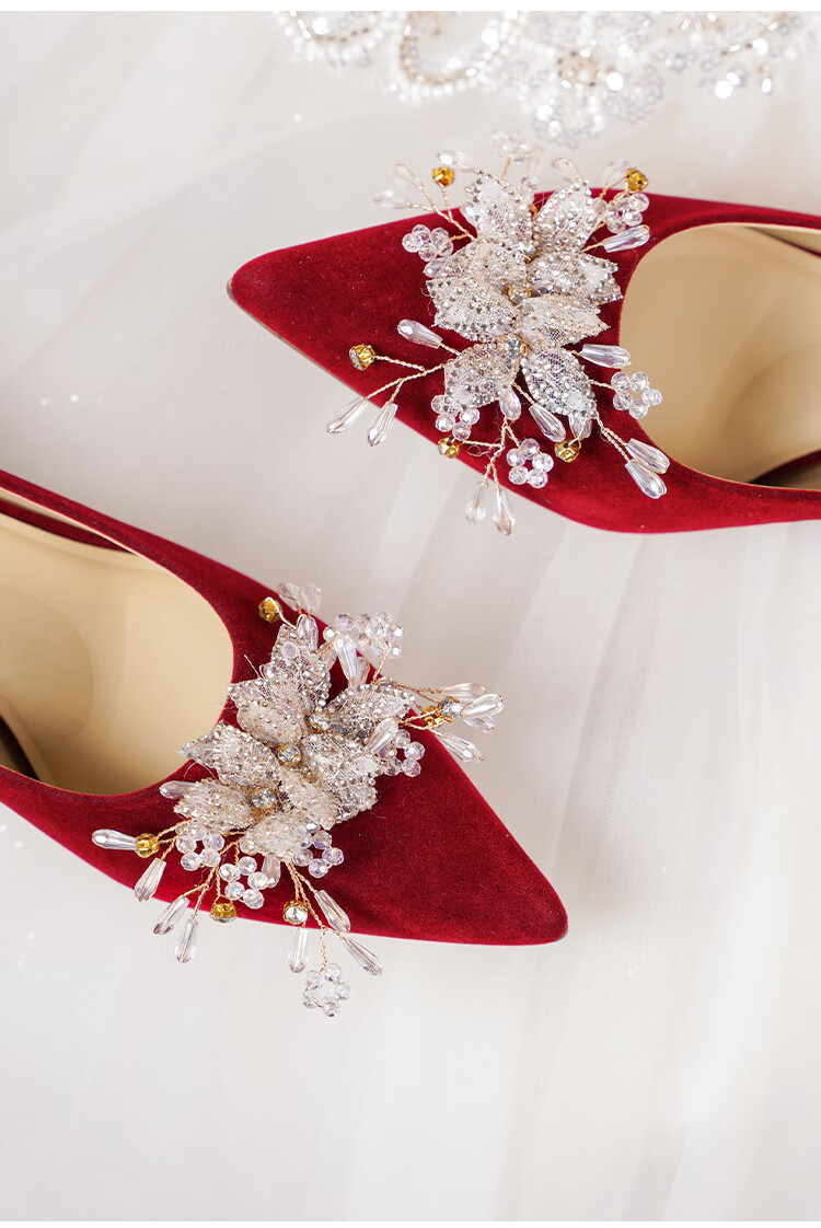 Josiny Pointed Toe Wedding Shoes for Women, Spring 2026 New Season High Heels, Bridal Engagement Shoes, French-Style Pumps, Xiuhe Wedding Dress, Champagne Gold, Size 35 7