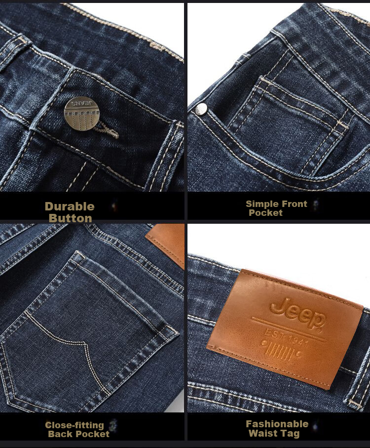 JEEP Spring New Fashion Straight-Leg High-End Men's Jeans, Trendy Pants for Men, 561 Blue, Size 30 2
