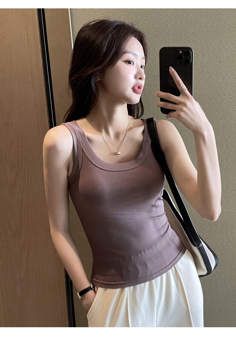 Langsha Women's Summer 2026 New Ribbed Slim Fit Camisole Tank Top for Layering and Outerwear 26