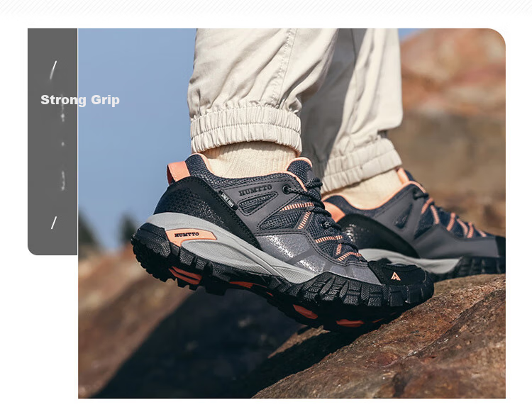HUMTTO Non-Slip Hiking Shoes, All-Season Mesh Breathable Casual Women's Shoes, Outdoor Mountaineering Shoes, Dark Gray/light Pink, Size 38 3