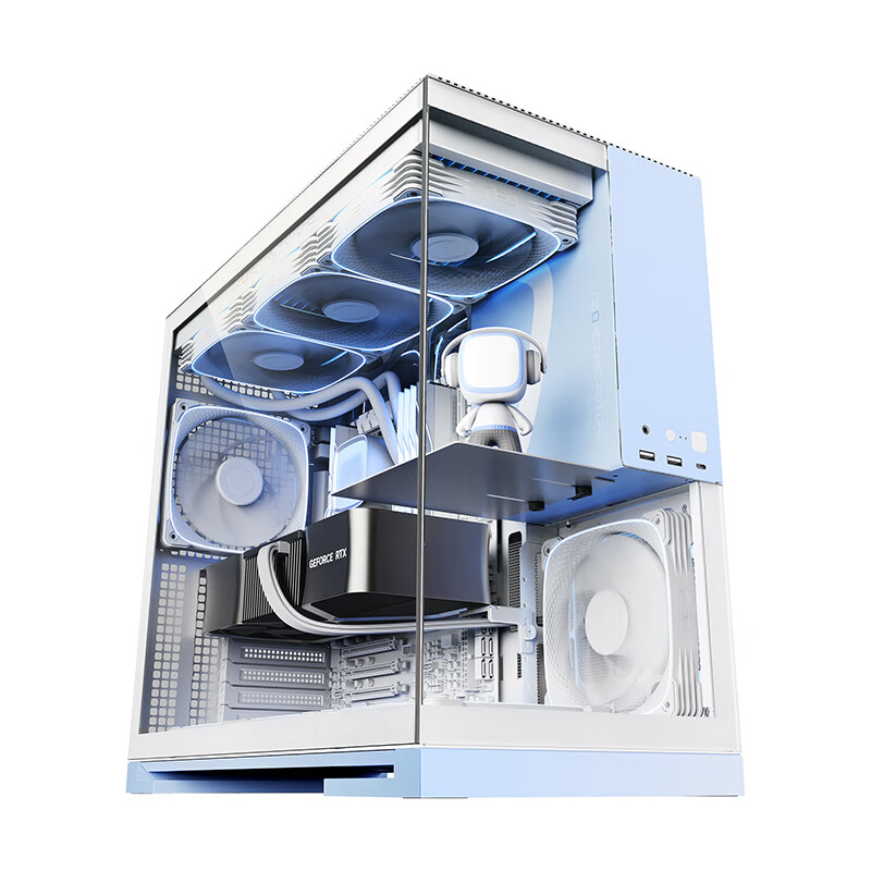 GeometricFuture Model5 Wukong Computer Case, Pink And Blue Limited Edition (Supports EATX Motherboard/50 Series Graphics Card/420/360 Radiator/Sea View Case/TypeC Interface)