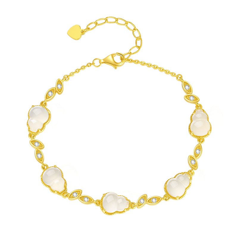 CHOW TAI SENG [Birthday Gift] Fortune-Bringing Gourd Bracelet, Pure Silver S925, National Trend Chalcedony Hand Jewelry, for Girlfriend Or Wife