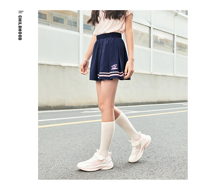 ERKE Girls' Short Skirt, Children's Baseball Skirt, Pleated Skirt for Older And Younger Kids, Pure White, Size 165 13