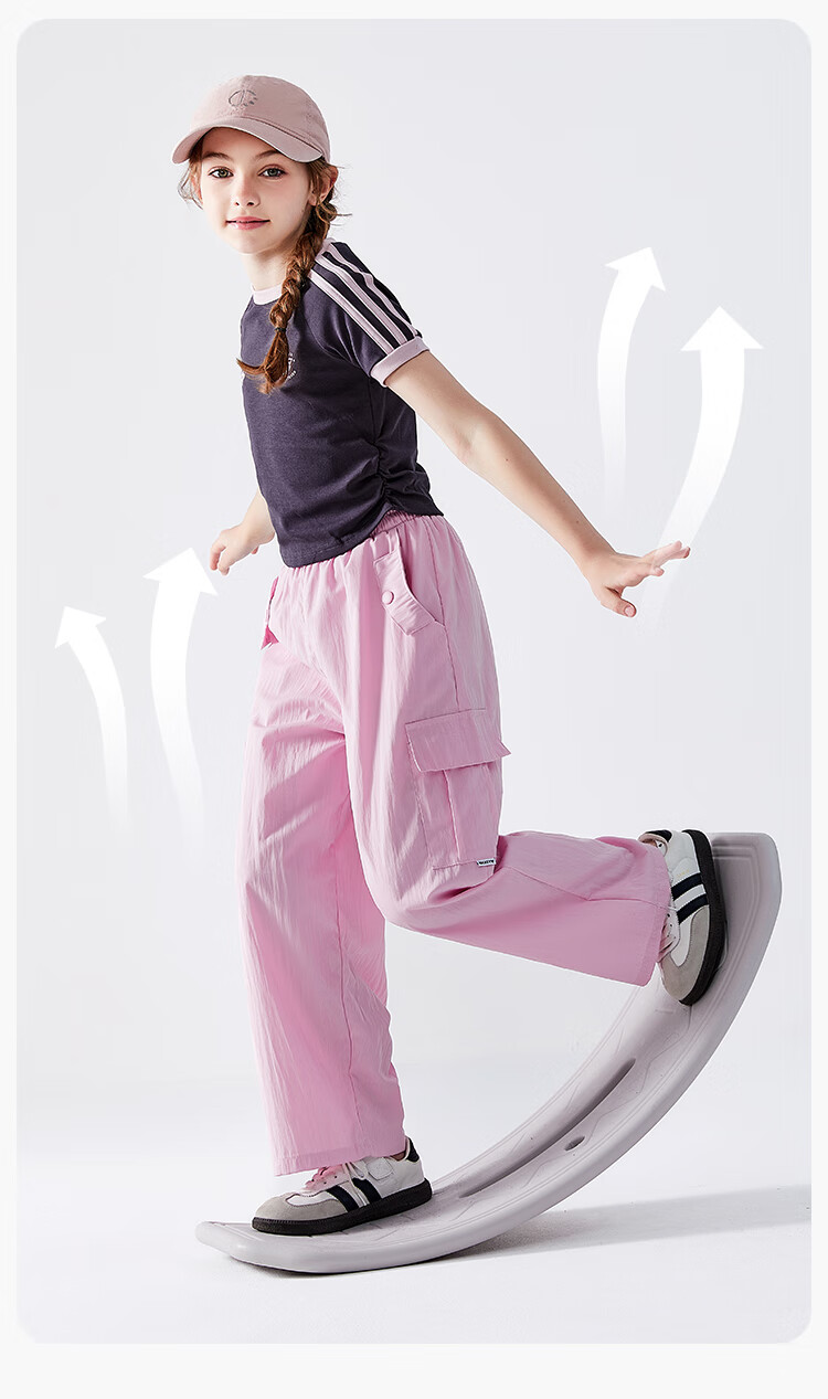 Disney Girls' Workwear Pants 2026 Summer Breathable Wide-Leg Children's Ice Silk Mosquito-Repellent Cooling Pants Dark Purple 160 6