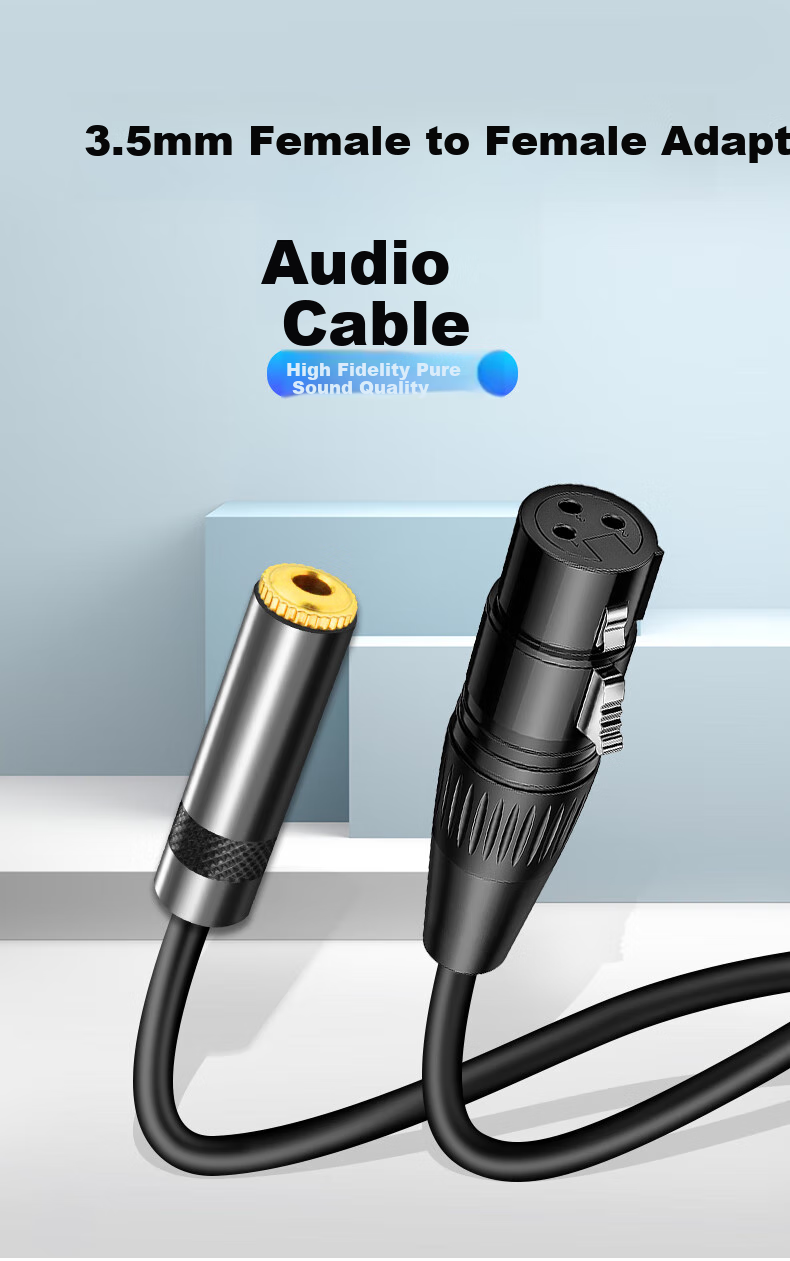 Beishanque 3.5 Female to XLR Female Audio Cable, Microphone Mixer Speaker Connection Cable, 3.5 Female to XLR Female, 0.3 Meters, BSQ-K967 1