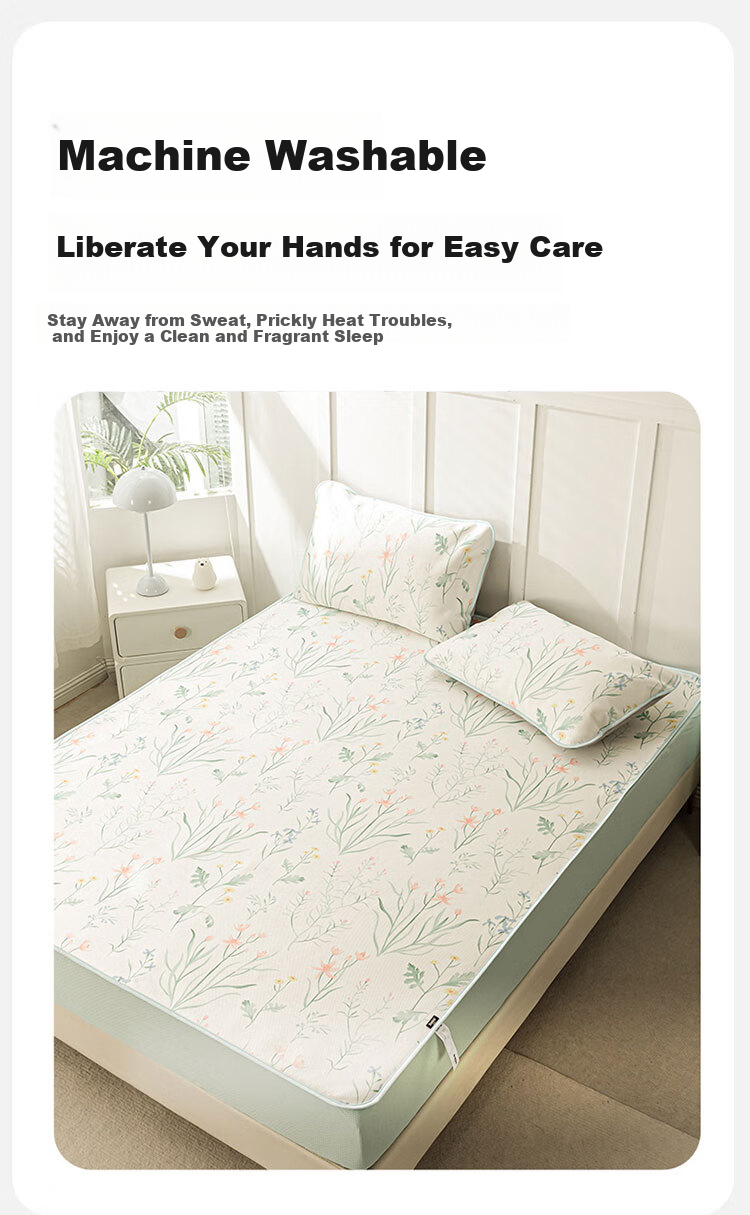 Dohia Class A Washable Soft Cooling Mat, Summer Double-Size Mat Set of Three Pieces Fitted Sheet Style, 1.8x2 Meters [Machine Washable] 7