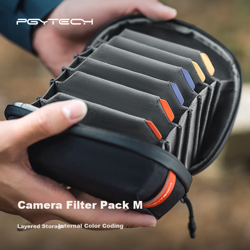 PGYTECH Filter Storage Pouch Can Hold Round Filters, Suitable for UV Lenses, CPL Polarizing Lenses, ND Neutral Density Lenses, Portable Filter Case