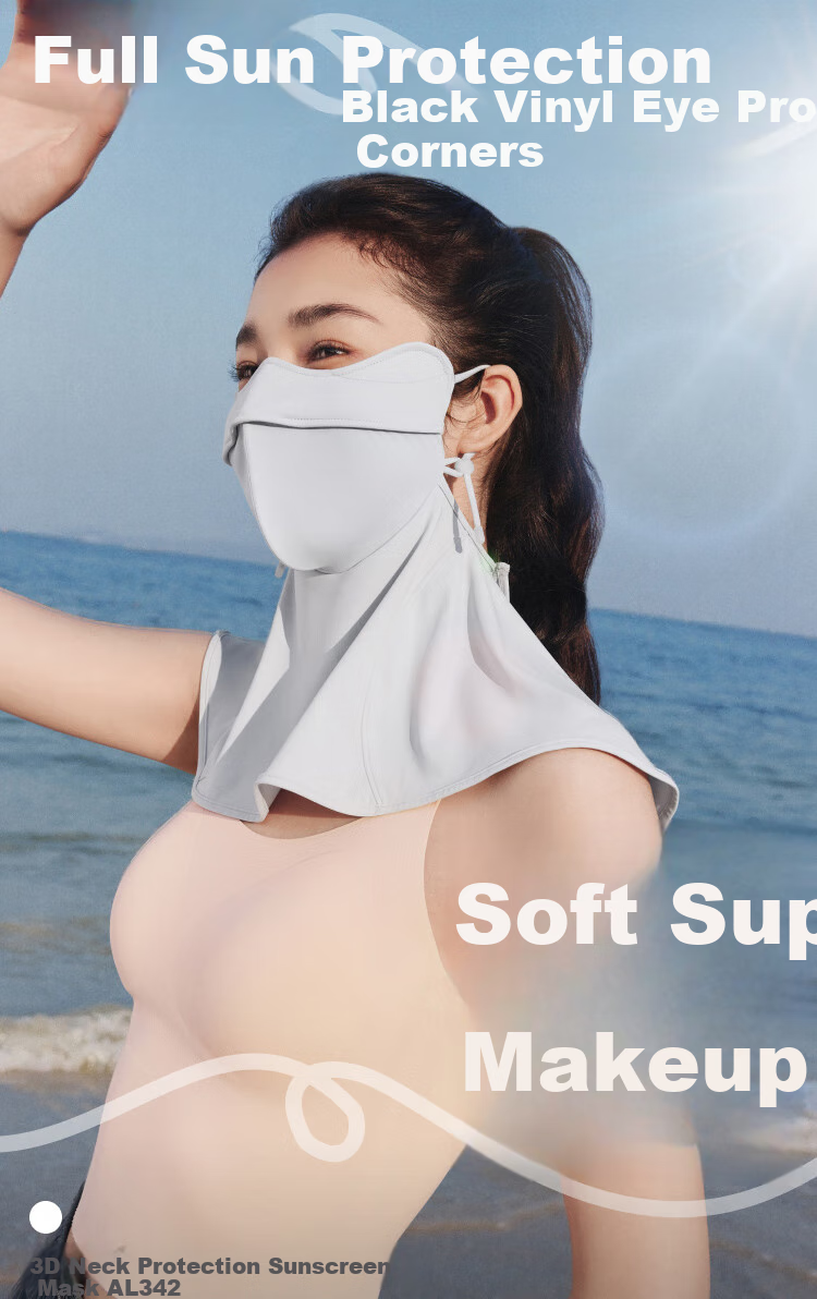 Beneunder Full Face Sun Protection Mask for Women, Neck Guard UV Protection Face Mask in Gray Lotus Pink AL342 1