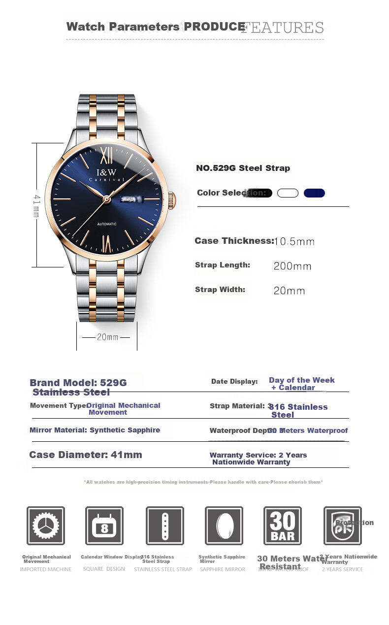 Aiwochi Swiss Iw Watch, Men's Fully Automatic Mechanical Watch, Men's Luxury Timepiece, 2026 New Model Brand Wristwatch, Birthday Gift 8