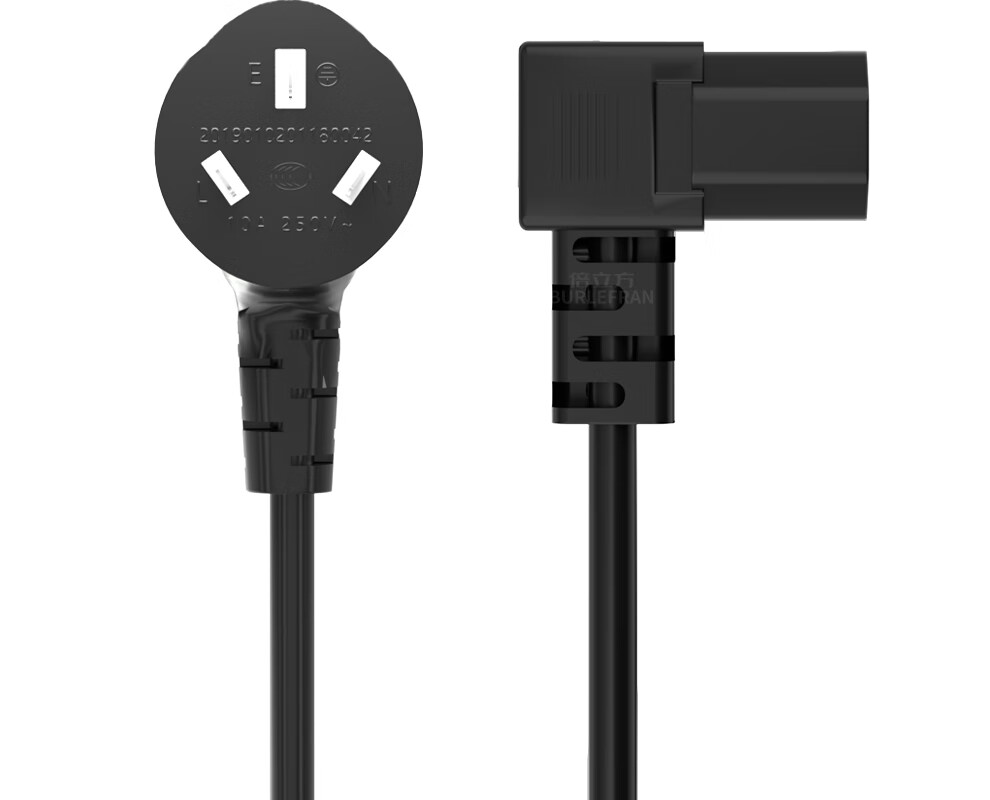 BURLEFRAN 3C Certified Right-Angle 90-Degree Power Cord, 270-Degree Left-Angle 3C Certified Pure Copper Three-Hole National Standard Angled Tail Pin Head, Pure Copper Right-Angle 1 Square Meter, 3 Meters 9