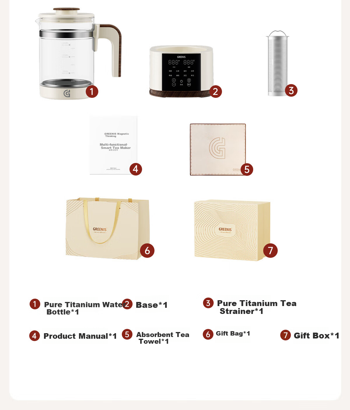 GREENIS Health Pot Pure Titanium Tea Kettle with Chenpi Tea Maker, Home Use Stew Pot, Flower Tea Pot, Water Boiler, Insulated All-In Automatic Constant Temperature Electric Kettle, Electric Stew Pot, Mid-Autumn Festival Gift 24