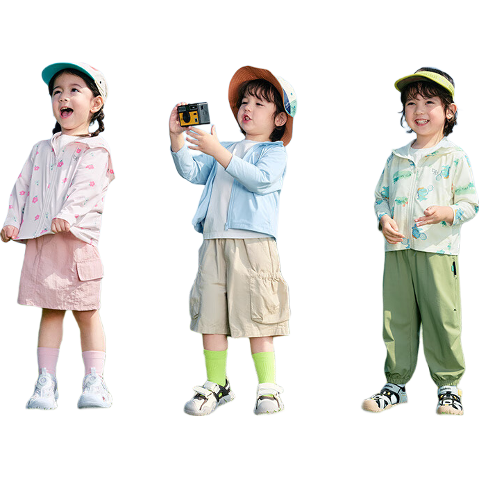 BALABALA Children's Sun Protection Clothing, Boys And Girls Cooling Skin Coat, Baby Parent-Child Summer Thin Breathable Multi-Color UPF50+