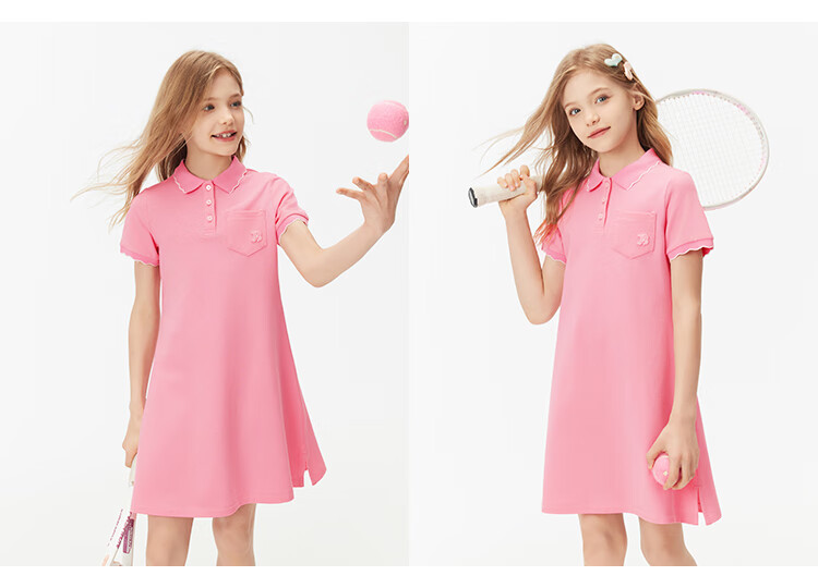 Navigare Girls' Dress, Children's Summer Thin Cool Sports Polo Dress, Casual Moment, Cherry Blossom Pink, Size 140 6