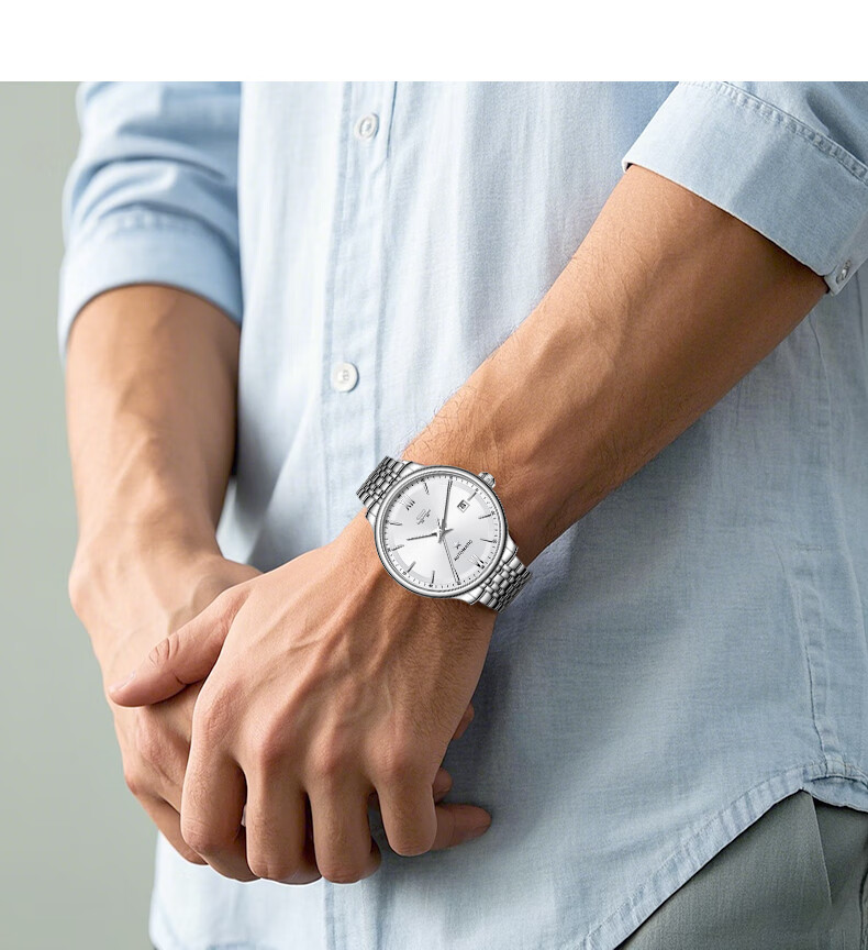 Beijing Men's Fully Automatic Mechanical Watch, Classic Steel Strap, Calendar, Domestic Brand Birthday Gift for Me 7