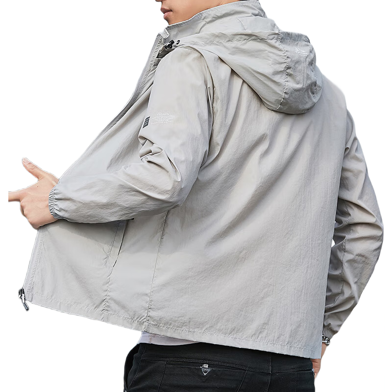 TUCANO Men's Outdoor Ice Silk Sun Protection Jacket Lightweight Comfortable Skin Jacket Light Gray 4XL