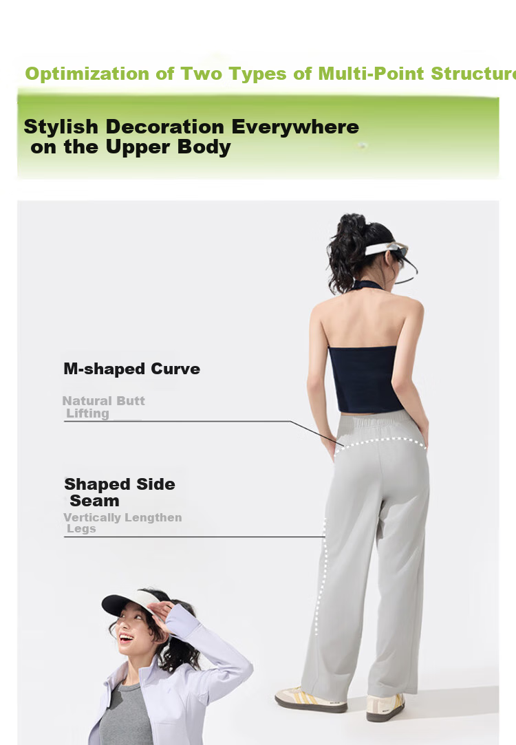 Beneunder Women's Wide-Leg Casual Pants with Elastic Ankle Cuffs, Sports Sun Protection Trousers, Ice Silk Quick-Dry Spring And Summer Style 25 Soft Support AL845 8
