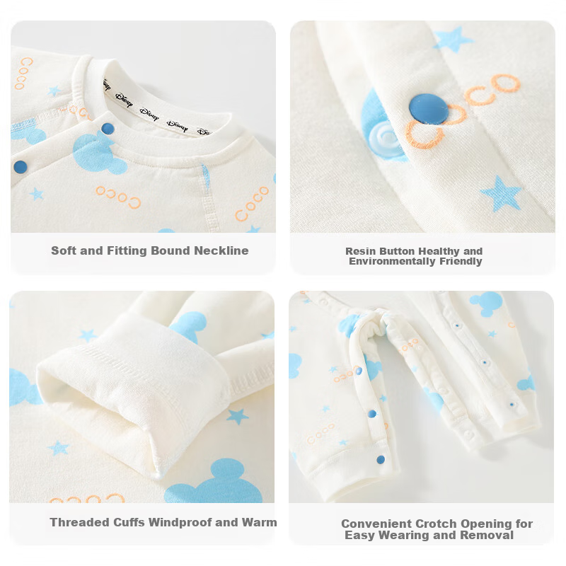 Disney Baby Clothes, 60g Newborn Onesie, Padded Full Moon Baby Romper, Hundred Days Sleepwear, Spring Autumn Winter Seaso