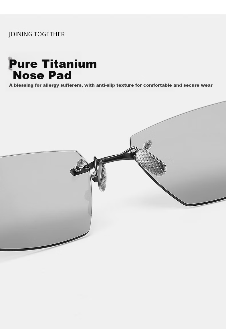 CAPONI Pure Titanium Sunglasses, Photochromic Polarized Sunglasses for Men, Frameless, Ultra-Light, Day And Night Use, Specially Designed for Driving, Night Vision Glasses 4