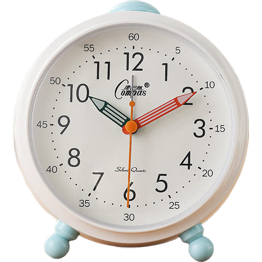 Compas Desktop Alarm Clock for Children And Students, Simple Bedroom Bedside Clock, 2233 Green, Back-To Seaso
