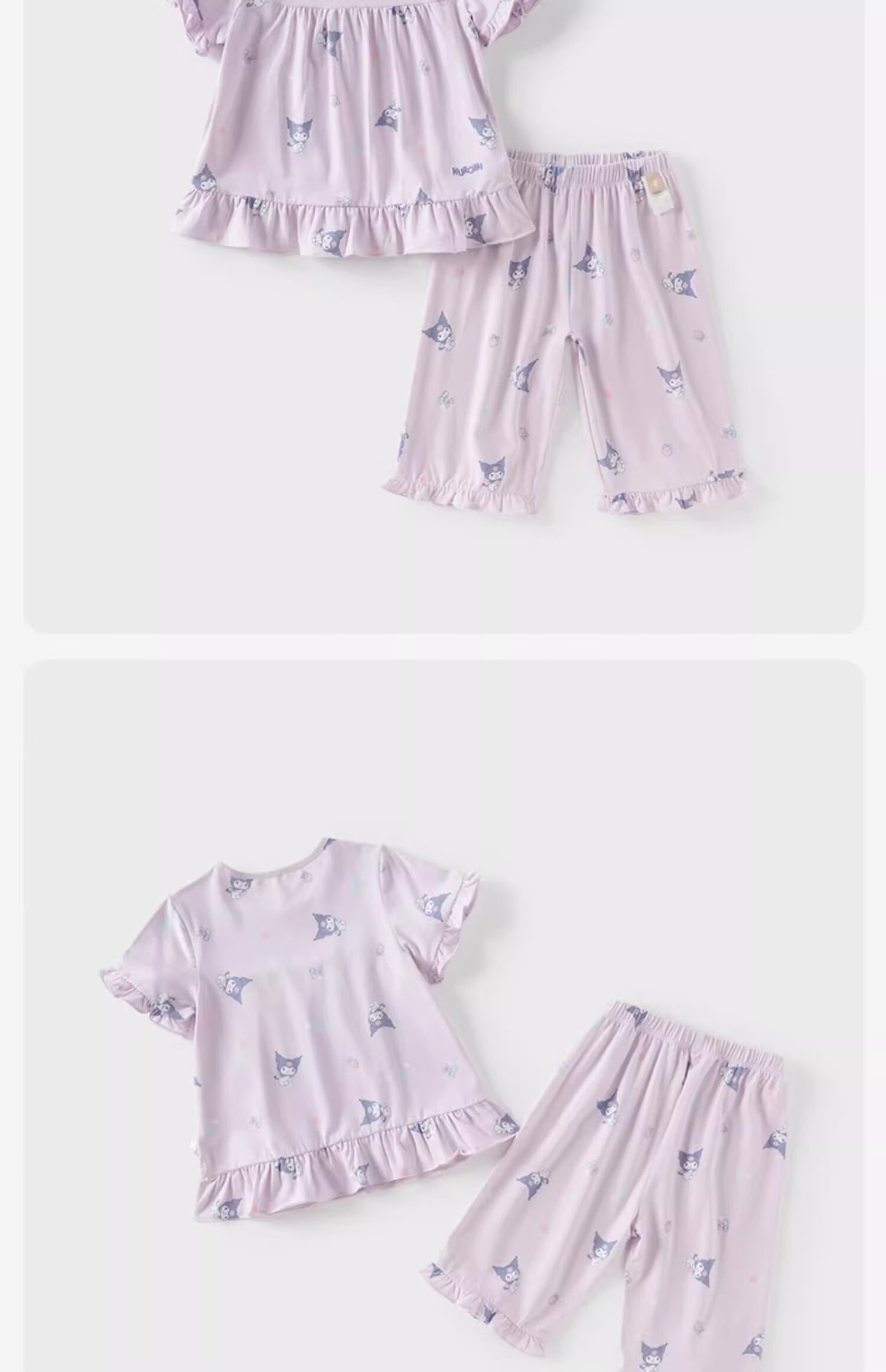 DAVE & BELLA Kuromi Collaboration Girls' Home Wear Set Summer Outfit for Older Children Antibacterial Pajamas 18