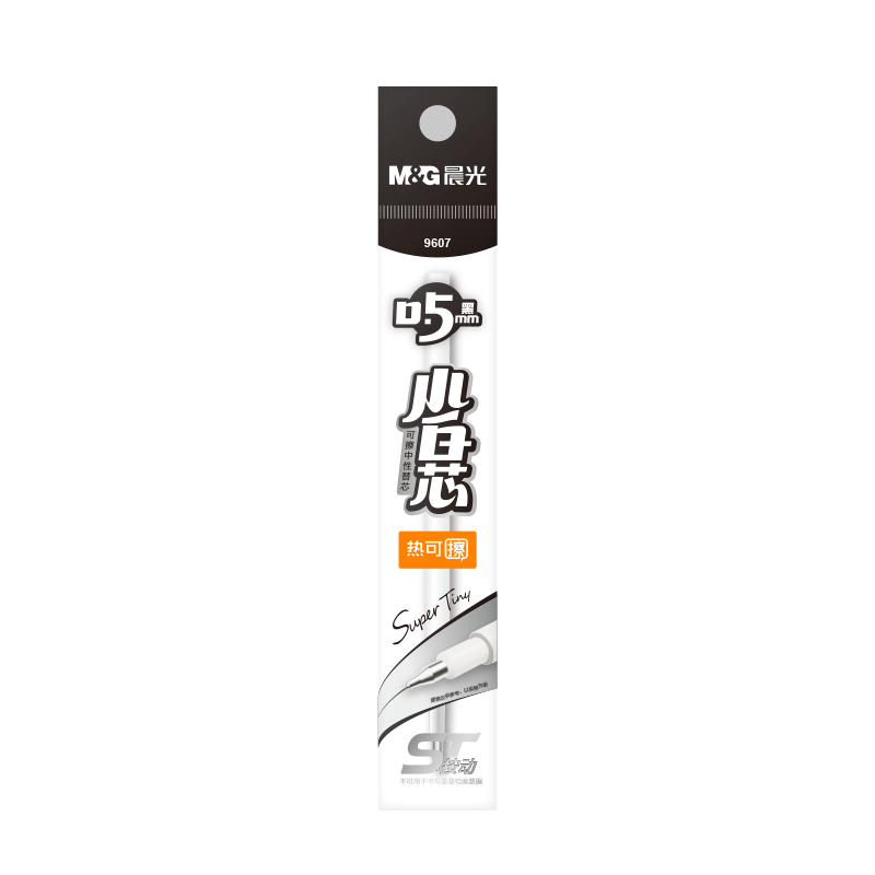 M&G Stationery 0.5mm Heat Erasable Black Retractable Gel Pen Refills ST Ultra Fine Tips 10pcs/Box 9607A (AKR60112)