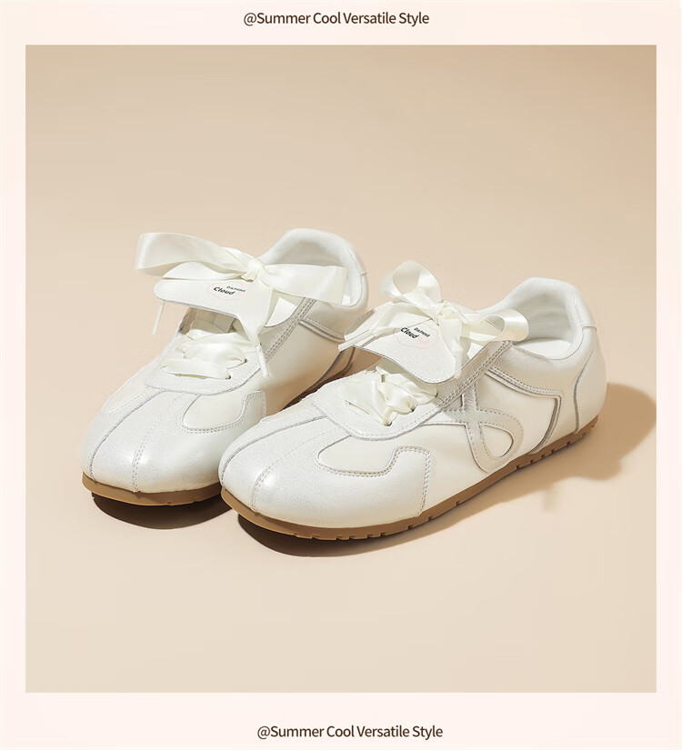 DAPHNE Song Xi Same Style Ballet Training Shoes, Women's New Sneakers, Casual White Shoes, Beige, Size 37 8