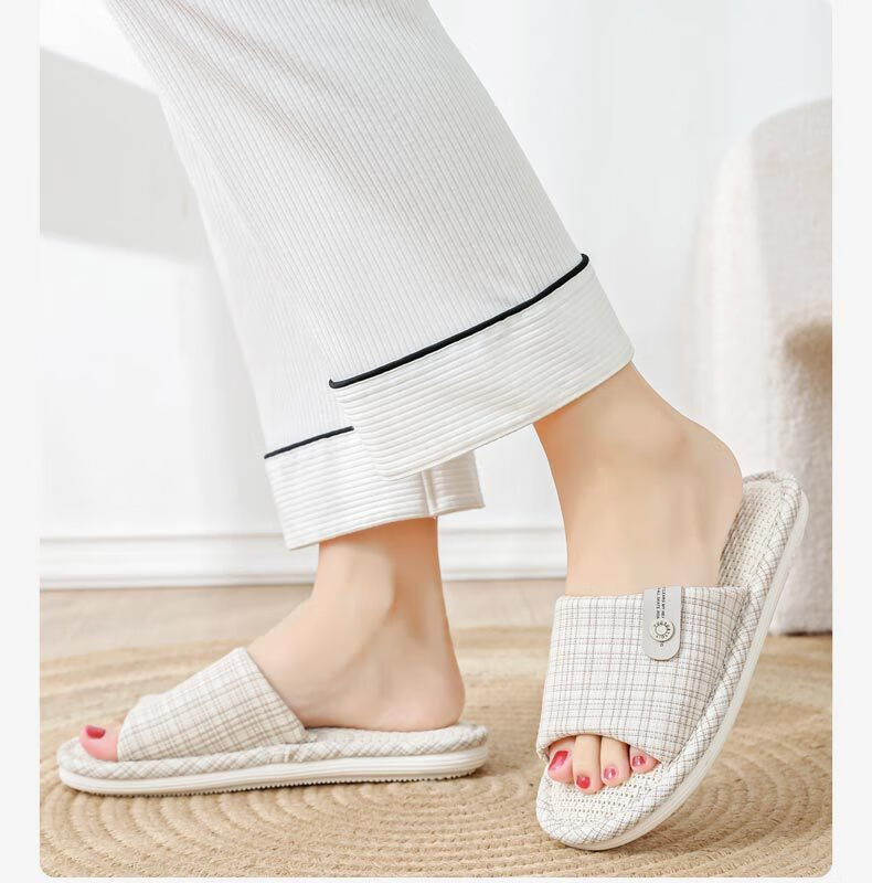 Huameijianbu Linen Slippers, Non-Slip, Couple's Home Indoor Soft-Soled Cotton Linen Floor Slippers, HM6130, Pink, Size 40-41 17