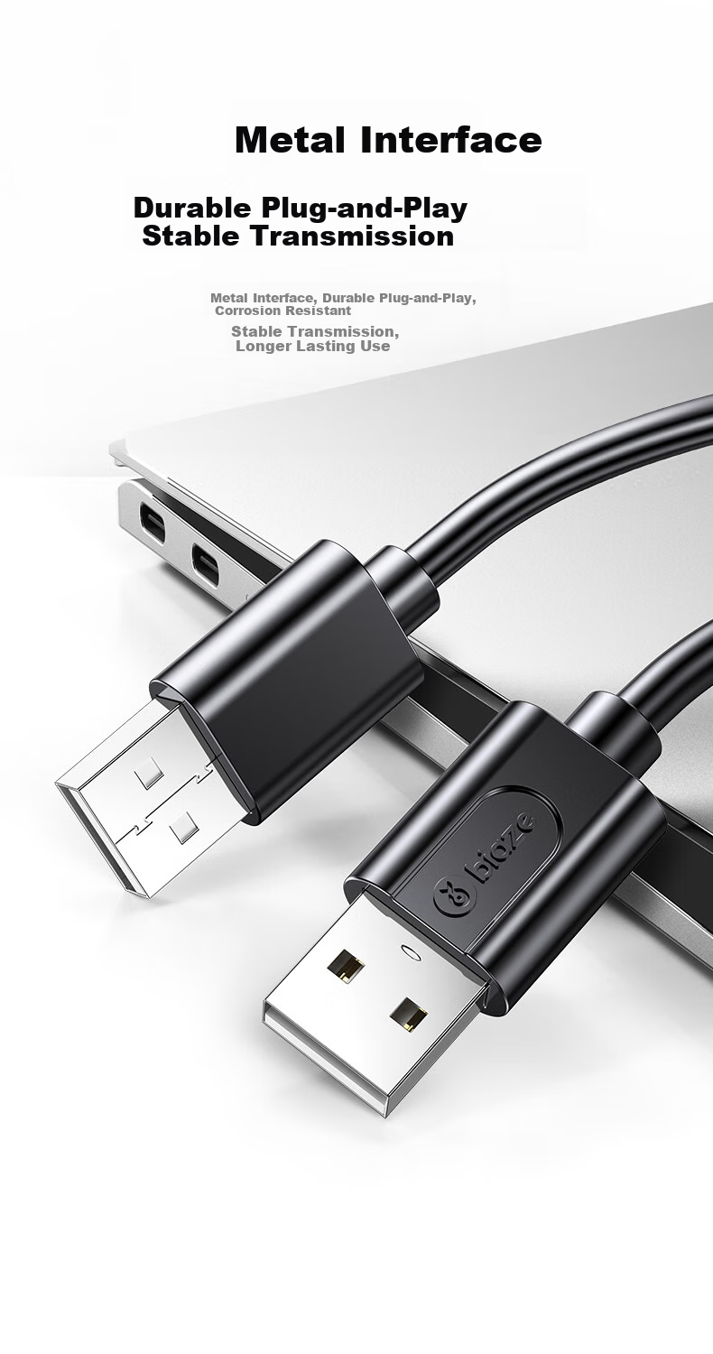 BIAZE High-Speed USB 2.0 Data Cable, Male to Male Double-Ended, High-Speed Transfer Cable for External Hard Drive Enclosures, Laptop Coolers And Set-Top Boxes, 2 Meters 10
