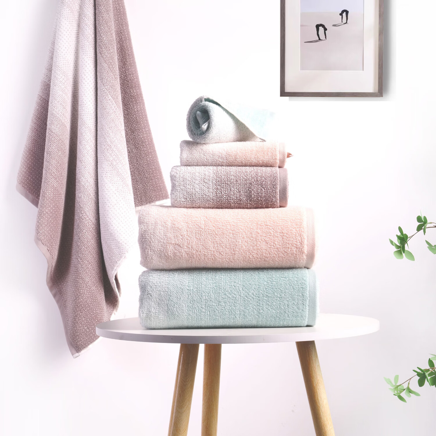 Yaguang Towels, Pure Cotton Class A Egyptian Long-Staple Cotton, Soft Skin-Friendly Absorbent Non-Shedding Egyptian Cotton Gradient Face Towels, Pack of 3