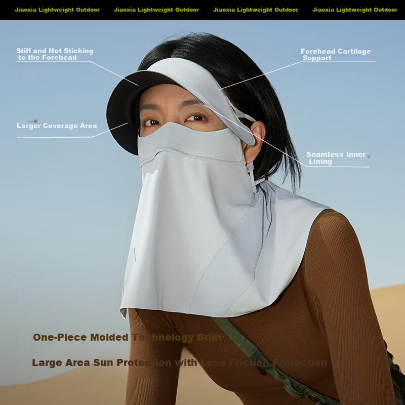 Beneunder Sun Protection Face Mask for Women with Brim, Full Face UV Protection, Neck Guard, Integrated Cycling Sunshade And Face Cover MP356