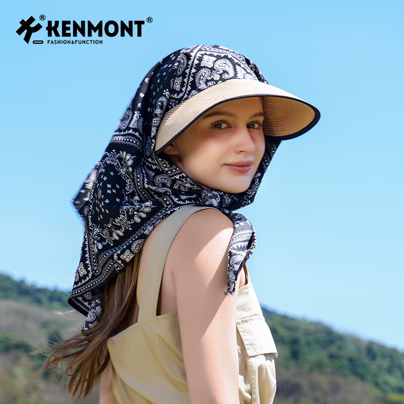 Kenmont Spring And Summer Loose Wide Brim Straw Hat for Women, Foldable Sun Hat with Face Protection, All-Around Sunshade Hat 6241