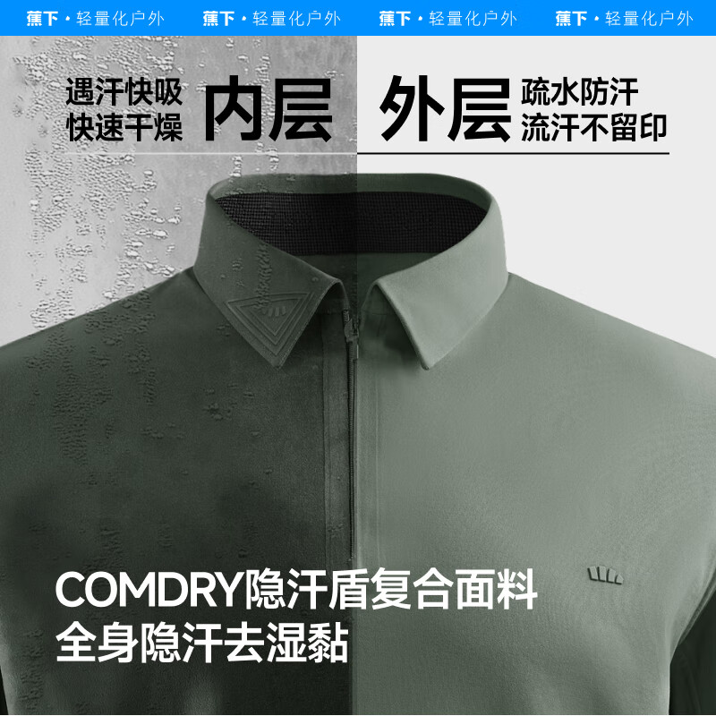 Beneunder Outdoor Men's Polo Shirt Sweat-Resistant Quick-Dry Sports Short Sleeve T-Shirt Father's Day Gift DR002 Dark Bamboo Green M