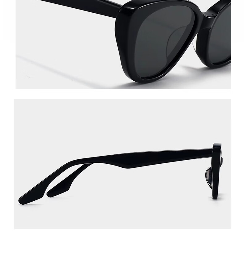 Cuntiandaofu Sunglasses, Polarized Sunglasses, Cat Eye Glasses, Vintage Small Frame High-End Sun Protection, Black Frame with Gray Lenses 12