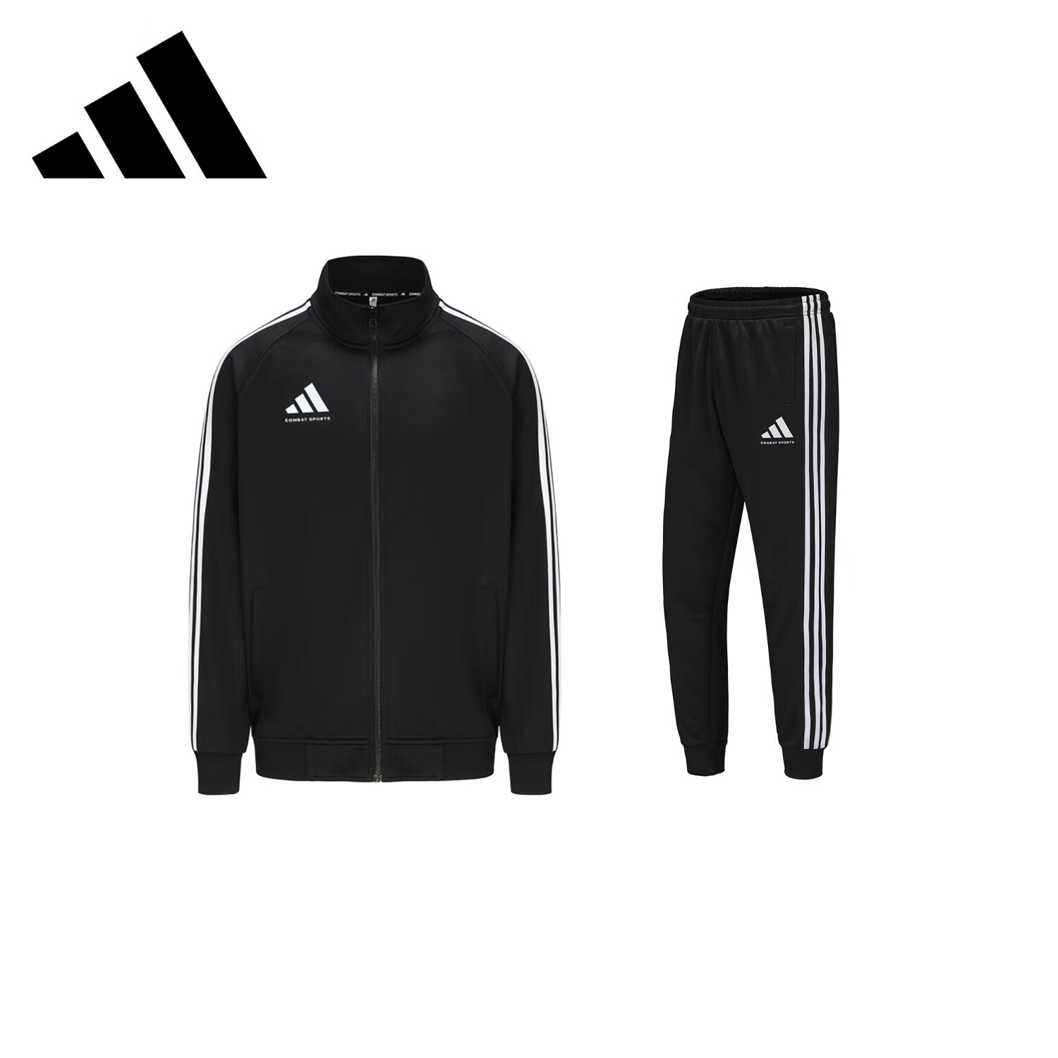 Adidas Men's Spring Running Sportswear Set, Windproof Jacket And Leggings Two-Piece Suit, Black And White, 2XL