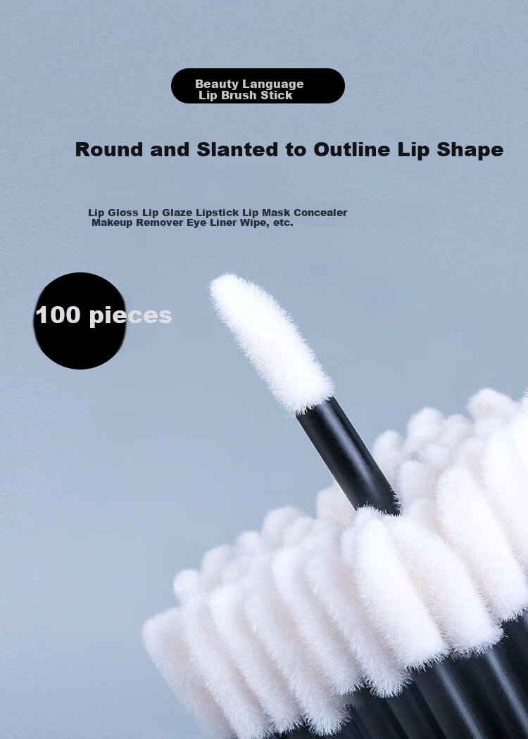 Meifuyu Disposable Lip Brush Sticks, 50 Pieces, Portable Lipstick Brush, Makeup Brush, Blending Lip Glaze, Lip Balm, Lip Mask, Cotton Swabs MF8262 1