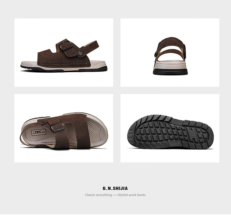 Bull Family Men's Summer Sandals Breathable Versatile Beach Shoes Thick Sole Durable Birkenstock Retro Casual Slippers 25