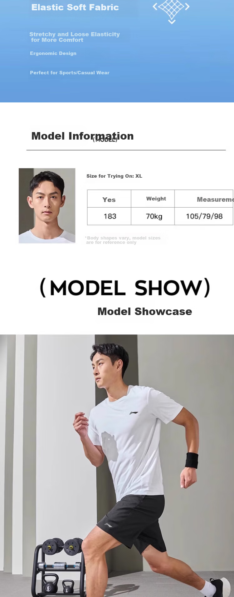 Li-Ning Men's Quick-Dry Ice Silk Breathable Sportswear Plus Size Couple Running Fitness Quick-Dry T-Shirt Shorts Unisex 4