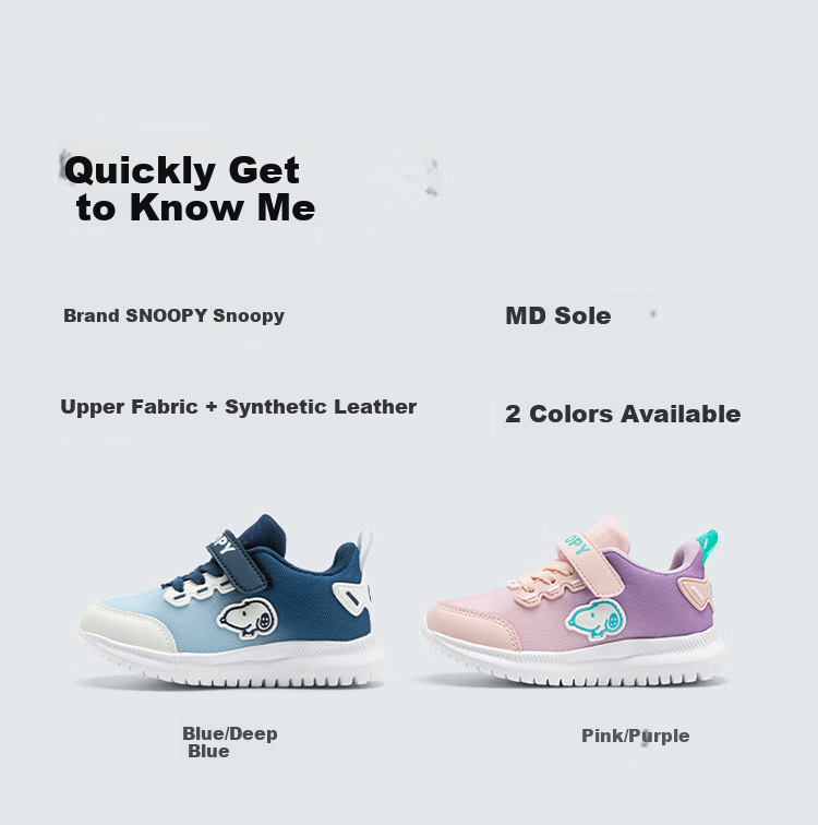 SNOOPY Children's Sports Shoes, Boys And Girls Lightweight Running Shoes, Breathable Casual Shoes, 3802 Blue Deep Blue, Size 36 8