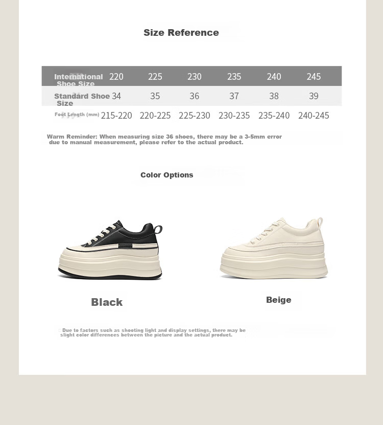 ZHR Women's Platform Shoes with Thick Soles And Hidden Heel Lift, Versatile Casual White Sneakers for Commuting, G737 Beige And Black, Size 38 4