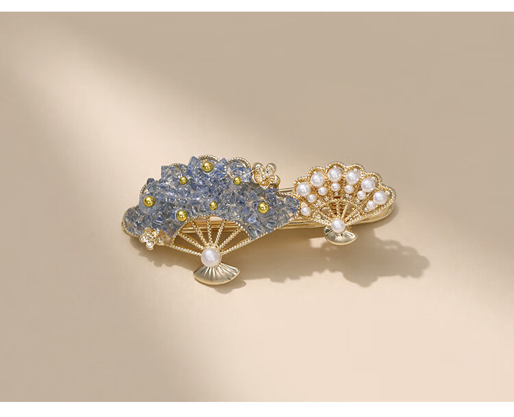 CHIMERA Vintage Style Double Fan Rhinestone Hair Clip Pearl Duckbill Clip Side Bang Clip Hairpin 6.1 Children's Day Gift 8