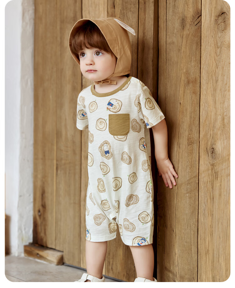Weishi Muni Infant Short Sleeve Romper Summer Thin Baby Summer Outfit Half Sleeve Bodysuit Crawling Clothes Outdoor Summer Wear 6
