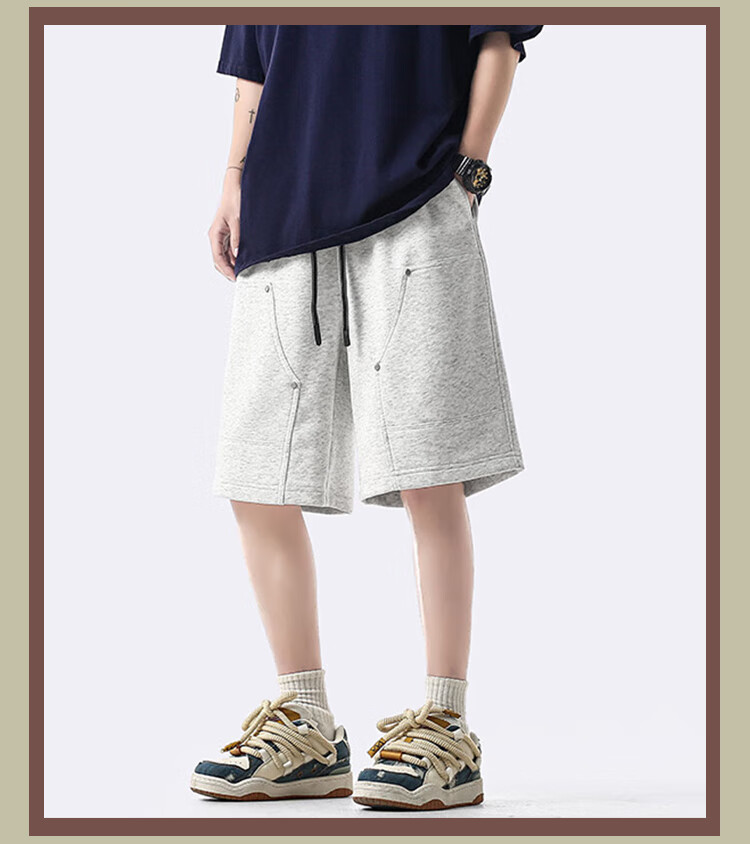 IZEXX American-Style Workwear Casual Shorts for Men, Summer Trendy High Street Loose Versatile Five-Point Pants IZ68 Earth Color M 10
