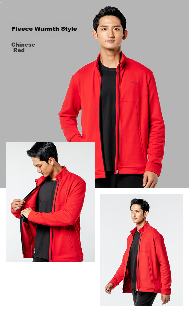 DECATHLON Men's Sports Jacket, Running Fitness Long-Sleeve Stand-Collar Sweatshirt, Warm Breathable Coat - Black And Gray XL-2714807 8