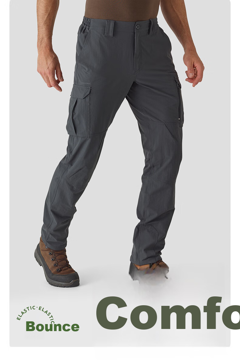 DECATHLON Elastic Quick-Dry Pants for Men, Outdoor Hiking Trousers, Climbing Pants, Sports Long Pants, Gray-Green Color, Size S-2747127 5
