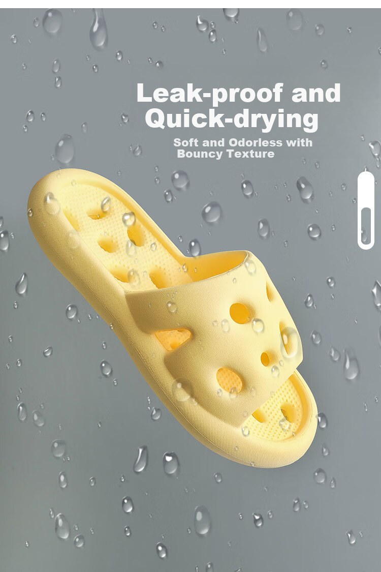 XGGC Hollow Bathroom Slippers for Men, Summer Home Shower Non-Slip Water-Draining Quick-Drying Sandals for Men, Yellow, Size 38-39 3