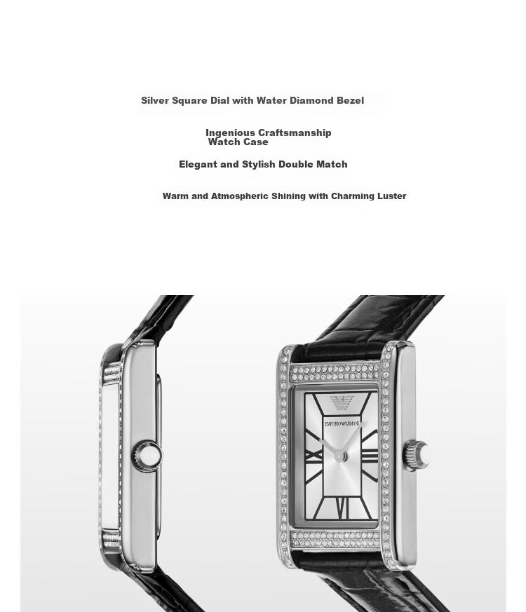 EMPORIO ARMANI Starry Sky Women's Watch, Small Square Watch, Ladies Vintage Leather Strap, Birthday Gift AR11623 2