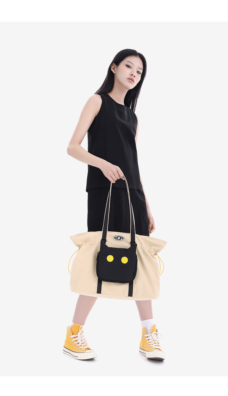 NOXXON Shoulder Bag for Women, Large Capacity, Niche Commuter Style, Chanel-Inspired Maillard Tote Bag Travel Bag, Khaki Color, Large Size 3