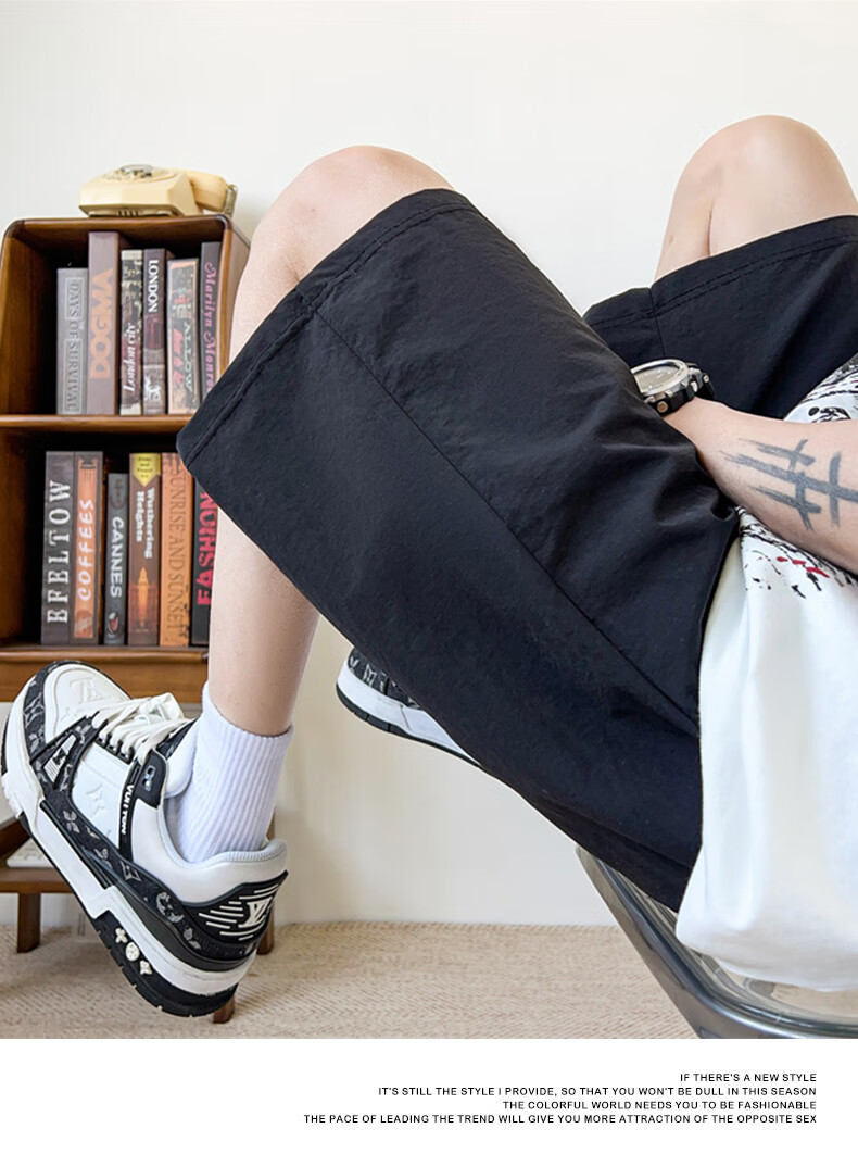 SWAMP AREA Ice Silk Shorts for Men, Summer Quick-Dry Breathable Versatile Casual Sports Knee-Length Pants D1102 Black 3XL 7