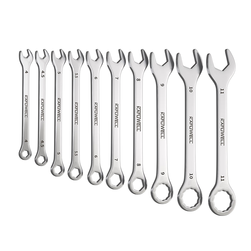 Kafuweier Plum Blossom Open-End Wrench Set, 4-11mm, 10-Piece Set, Small Dual-Purpose Wrench, Stainless Steel Version WR5610
