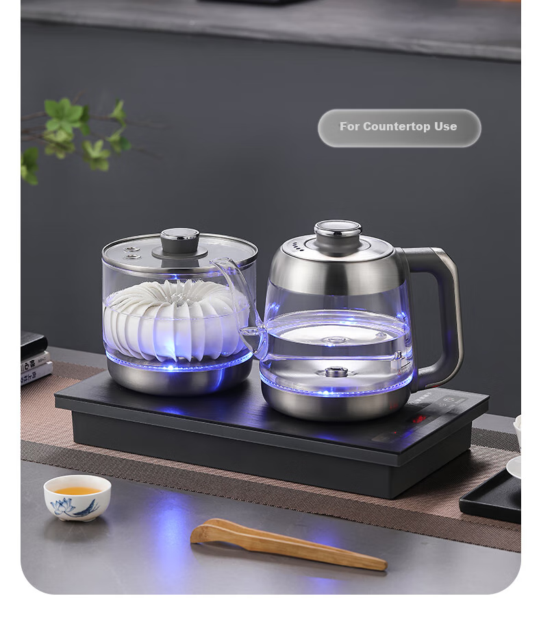Biooner Fully Automatic Electric Kettle with Water Inlet, Tea Table Kettle for Home And Office Use, Built-In Tea Table All-In Tea Brewing Device, Electric Tea Stove Set RY-17 Steaming Tea Model 13
